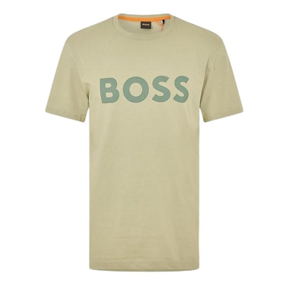 Boss Mens Thinking 1 Signature Logo Regular T-Shirt / Green